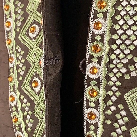 Victor costa brown & green embroidered top size 12 - Picture 3 of 6